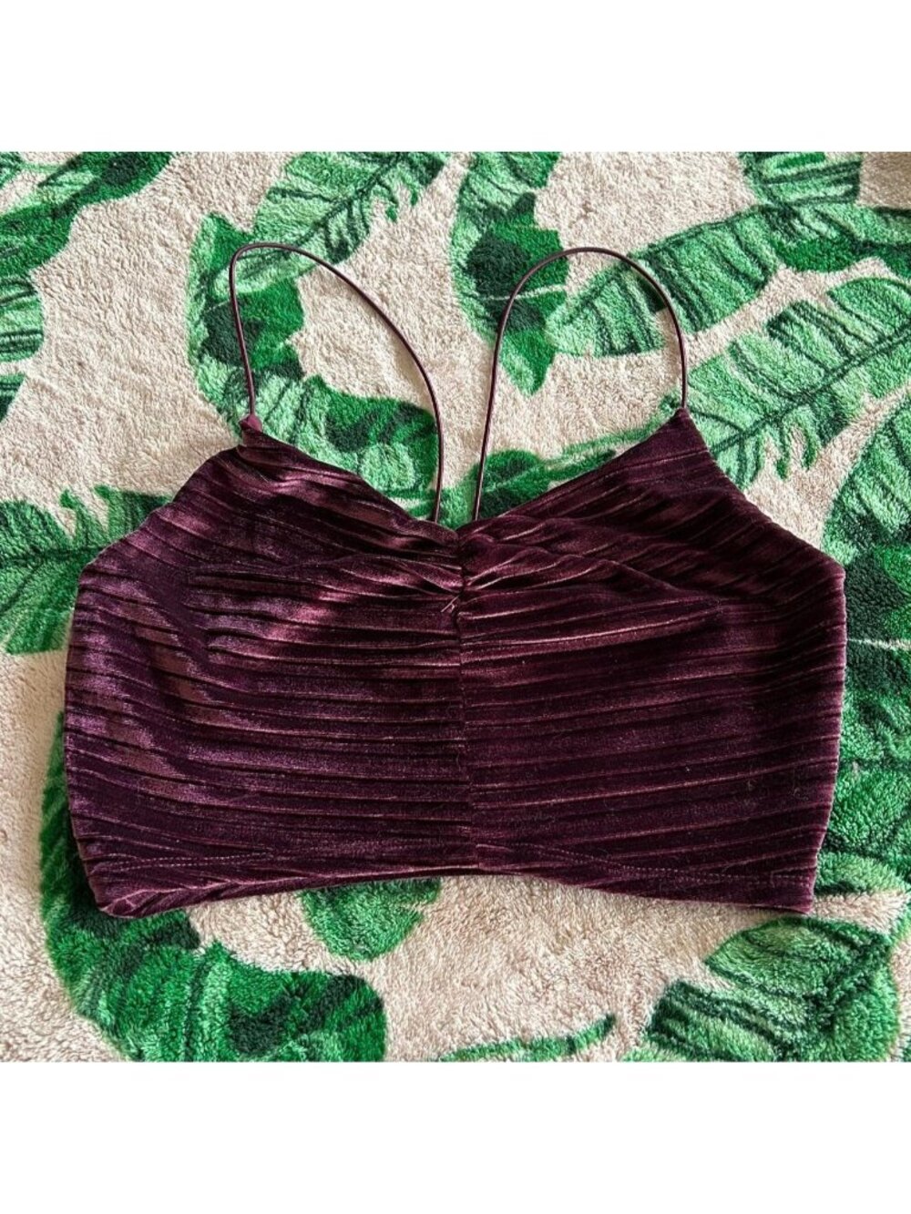 Burgundy velvet cropped tank top